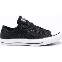 Converse - Tenisówki. Czarne trampki i tenisówki damskie marki Converse, ze skóry, na sznurówki. Za 349,90 zł.