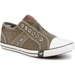 Trampki MUSTANG - 4058-401-777 Khaki. Zielone półbuty męskie Mustang, na co dzień, bez wzorów, z gumy, eleganckie, bez zapięcia. Za 209,00 zł.