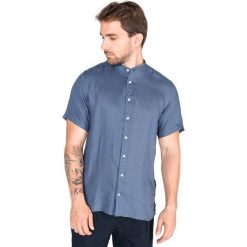 Tommy Hilfiger Koszula Niebieski. Niebieskie koszule męskie TOMMY HILFIGER, l, bez wzorów, ze lnu, bez kołnierzyka, z krótkim rękawem. Za 430,95 zł.