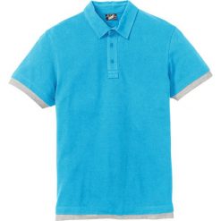 Shirt polo bonprix turkusowy. Niebieskie koszulki męskie bonprix, s, bez wzorów, bez rękawów. Za 32,99 zł.