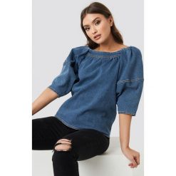 NA-KD Puff Sleeve Denim Top - Blue. Niebieskie topy damskie NA-KD, bez wzorów, z bawełny, bez kołnierzyka. Za 222,95 zł.