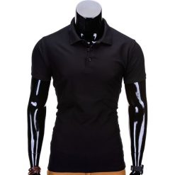 KOSZULKA MĘSKA POLO BEZ NADRUKU S715 - CZARNA. Czarne koszulki polo Ombre Clothing, m, z nadrukiem, z materiału. Za 39,00 zł.