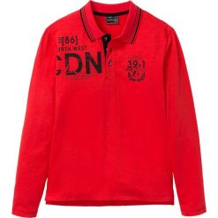 Shirt polo z długim rękawem i plisą guzikową bonprix truskawkowy z nadrukiem. Czerwone koszulki męskie bonprix, s, z nadrukiem, z bawełny, z długim rękawem. Za 37,99 zł.