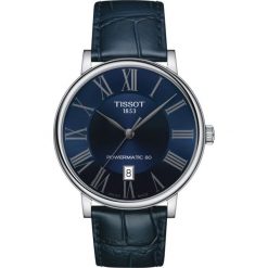 TISSOT PROMOCJA ZEGAREK CARSON PREMIUM POWERMATIC 80 T122.407.16.043.00. Niebieskie zegarki męskie TISSOT, szklane. W wyprzedaży za 2420,00 zł.