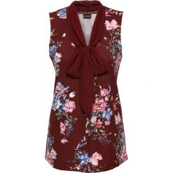 Sweter z połyskującej przędzy bonprix ciemnooliwkowy. Zielone topy damskie bonprix, bez wzorów, bez rękawów, bez kaptura. Za 99,99 zł.