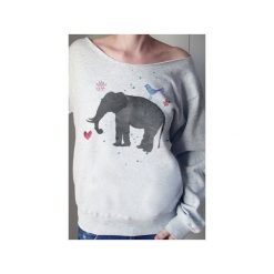 Słoń akwarele szara bluza Z. Szare bluzy damskie One mug a day, s, z nadrukiem, z bawełny, bez rękawów, bez kaptura. Za 139,00 zł.