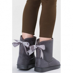 Szare Śniegowce Proper. Szare buty zimowe damskie other, z materiału, z okrągłym noskiem, na platformie. Za 89,99 zł.