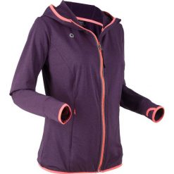 Bluza funkcyjna treningowa, rozpinana, długi rękaw bonprix ciemny lila melanż. Fioletowe bluzy damskie bonprix, s, bez wzorów, z długim rękawem, długie, bez kaptura. Za 89,99 zł.