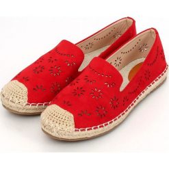 Espadryle ażurowe czerwone 9023 Red. Czerwone espadryle damskie ButyModne, bez wzorów, bez obcasa. Za 74,46 zł.