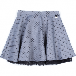 Spódnica. Szare spódniczki dziewczęce marki CHIC UNIQUE, w koronkowe wzory, z bawełny. Za 39,90 zł.