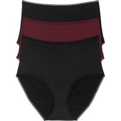 Figi z wysoką talią z mikrofibry (3 pary) bonprix czarno-bordowy. Czerwone figi bonprix, z mikrofibry. Za 50,97 zł.