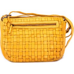 Torebki klasyczne damskie: Skórzana torebka w kolorze żółtym – 27 x 21 x 8 cm