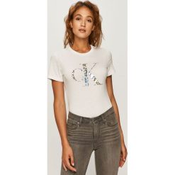 Calvin Klein Jeans - T-shirt. Białe bluzki damskie Calvin Klein Jeans, s, z nadrukiem, z bawełny, casualowe, z okrągłym kołnierzem. Za 179,90 zł.