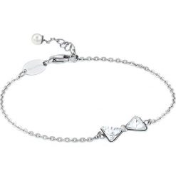 Bransoletki damskie: Bransoletka w kolorze srebrnym z perłą i kryształami Swarovski