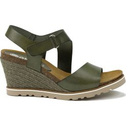 Sandały damskie: Skórzane sandały w kolorze khaki