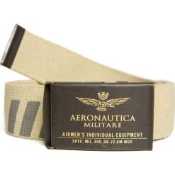 Pasek AERONAUTICA MILITARE Beżowy. Brązowe paski męskie marki Aeronautica Militare, w paski, z tkaniny, militarne. Za 310,00 zł.