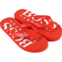 Boss - Japonki dziecięce. Czerwone sandały chłopięce Boss, z gumy, bez zapięcia. W wyprzedaży za 119,90 zł.