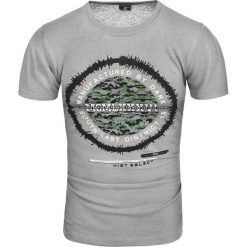 Koszulka męska t-shirt z nadrukiem szary Recea. Szare t-shirty męskie Recea, xl, z nadrukiem, z bawełny, bez kołnierzyka. Za 19,99 zł.
