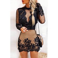 Sukienka SARIE. Sukienki damskie IVET, xl, bez wzorów, z tiulu, eleganckie, bez kołnierzyka, z długim rękawem, długie, mini. W wyprzedaży za 109,00 zł.