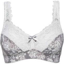 Biustonosz "minimizer" bez fiszbinów bonprix ecru-szary z nadrukiem. Białe biustonosze bonprix, z nadrukiem. Za 44,99 zł.