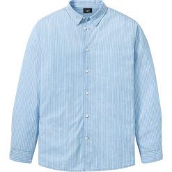 Koszula z długim rękawem w paski bonprix jasnoniebieski w paski. Niebieskie koszule męskie bonprix, xl, w paski, z bawełny, bez kołnierzyka, z długim rękawem. Za 74,99 zł.
