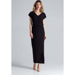 Czarna Sukienka Maxi w Liście z Dekoltem V. Czarne sukienki damskie Molly.pl, na co dzień, na lato, s, bez wzorów, z tkaniny, wizytowe, bez kołnierzyka, z krótkim rękawem, krótkie, mini, proste. Za 229,90 zł.