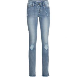 Dżinsy SKINNY z ozdobnymi przetarciami bonprix niebieski "washed". Niebieskie jeansy damskie bonprix, bez wzorów, z jeansu. Za 99,99 zł.