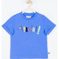 Koszulka. Niebieskie t-shirty chłopięce BEST LITTLE BRO, z aplikacjami, z długim rękawem. Za 39,90 zł.