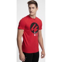 T-shirt męski TSM285 - czerwony. Czerwone koszulki męskie 4f, m, bez wzorów, bez kołnierzyka, bez rękawów. Za 29,99 zł.