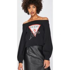 Guess Jeans - Bluza. Czerwone bluzy damskie marki Guess Jeans, s, z nadrukiem, z bawełny, bez rękawów, bez kaptura. Za 369,90 zł.