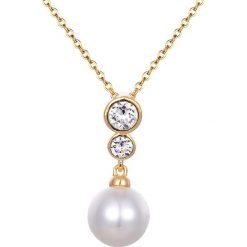 Pozłacany naszyjnik z kryształkami Swarovski i perłą - dł. 42 cm. Żółte naszyjniki damskie Park Avenue, z perłą, złote. W wyprzedaży za 39,95 zł.