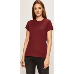 Polo Ralph Lauren - T-shirt. Czerwone bluzki damskie Polo Ralph Lauren, s, bez wzorów, z bawełny, z okrągłym kołnierzem. W wyprzedaży za 199,90 zł.