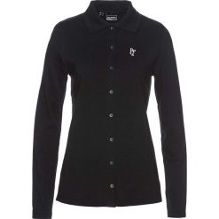 Shirt polo z bawełny pique bonprix czarny. Czarne koszulki damskie bonprix, bez wzorów, z bawełny, polo, bez rękawów. Za 69,99 zł.