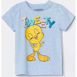 Bawełniany t-shirt z kanarkiem Tweety - Niebieski. Niebieskie t-shirty damskie Reserved, bez wzorów, z bawełny, bez kołnierzyka. W wyprzedaży za 19,99 zł.