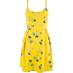 Sukienka shirtowa z nadrukiem bonprix żółty cytrynowy z nadrukiem. Żółte sukienki damskie bonprix, z nadrukiem, bez kołnierzyka, bez rękawów. Za 54,99 zł.