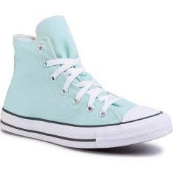 Trampki CONVERSE - Ctas Hi 166707C Ocean Mint. Niebieskie półbuty damskie Converse, na co dzień, bez wzorów, z gumy, bez obcasa, na płaskiej podeszwie, bez zapięcia. W wyprzedaży za 239,00 zł.