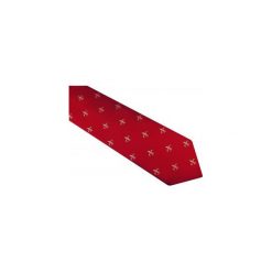 Czerwony krawat męski - szary ornament - lilijki harcerskie D120. Szare krawaty męskie Modini Moda Męska, na co dzień, bez wzorów, z tkaniny, casualowe. Za 49,50 zł.