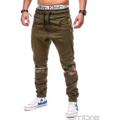 Joggery męskie: SPODNIE MĘSKIE JOGGERY P387 – ZIELONE