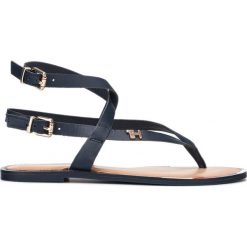 Tommy Hilfiger Iconic Sandały Niebieski. Niebieskie sandały damskie TOMMY HILFIGER, w paski, ze skóry, bez obcasa, z paskami. Za 462,95 zł.