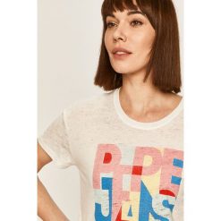Pepe Jeans - T-shirt Brooke. Żółte bluzki damskie Pepe Jeans, s, z nadrukiem, z bawełny, casualowe, z okrągłym kołnierzem, z krótkim rękawem. W wyprzedaży za 129,90 zł.