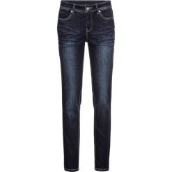 Dżinsy ze stretchem i haftem SKINNY bonprix ciemnoniebieski "stone used". Niebieskie jeansy damskie bonprix. Za 109,99 zł.