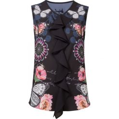 Desigual top damski Blus Ginebra XS czarny. Czarne bluzki damskie Desigual, xs, bez wzorów, bez kołnierzyka, bez rękawów. W wyprzedaży za 174,00 zł.