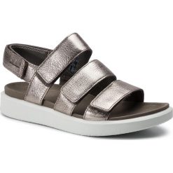 Sandały ECCO - Flowt W 27363354893 Warm Grey Metallic. Szare klapki damskie ecco, bez wzorów, ze skóry, bez obcasa. W wyprzedaży za 319,00 zł.