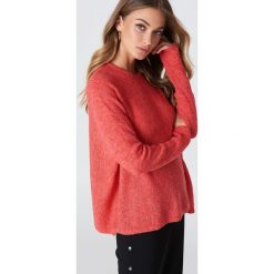 Swetry oversize damskie: NA-KD Luźny melanżowy sweter z dzianiny – Red