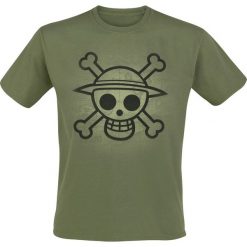 T-shirty męskie: One Piece Skull With Map Used T-Shirt oliwkowy