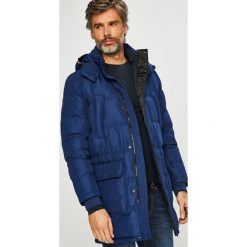 Tommy Hilfiger - Kurtka puchowa. Niebieskie płaszcze męskie TOMMY HILFIGER, m, bez wzorów, z poliesteru, długie, bez kaptura. W wyprzedaży za 1149,00 zł.