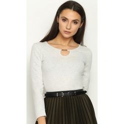 Jasnoszara Bluzka Crispy. Szare koszule damskie Born2be, xl, bez wzorów, z okrągłym kołnierzem, z długim rękawem. Za 14,99 zł.