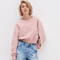 Krótka bluza basic - Różowy. Różowe bluzy damskie House, s, bez wzorów, z krótkim rękawem, krótkie, bez kaptura. Za 59,99 zł.