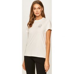 Karl Lagerfeld - T-shirt. Czarne t-shirty damskie KARL LAGERFELD, s, z aplikacjami, z bawełny, casualowe, z okrągłym kołnierzem. W wyprzedaży za 259,90 zł.