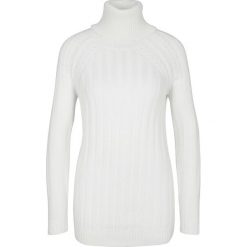 Sweter z golfem bonprix biel wełny. Białe swetry damskie bonprix, bez wzorów, z wełny, bez rękawów. Za 74,99 zł.